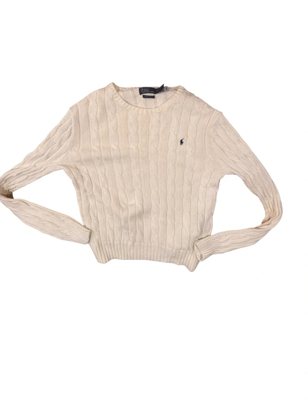 Ralph Lauren Cream Cable-Knit Crewneck Sweater - Women's Sz S - Picture 1 of 4